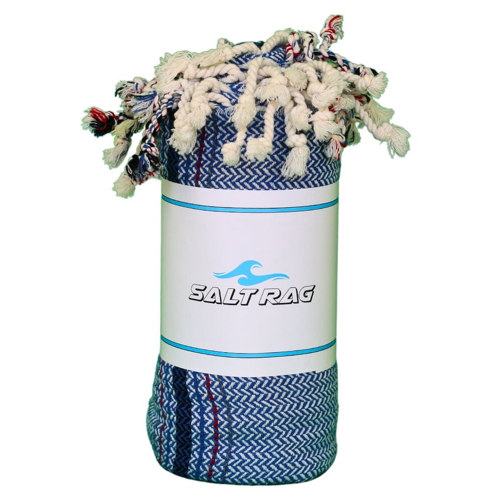 Salt Rag Beach Towel - "Blue Shoreline Rag" [Sand Free Turkish Beach Towel]